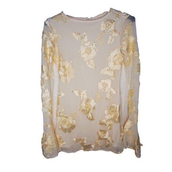 Commence Floral Cream and Pastel Yellow Mini Dress Size L - Picture 1 of 7